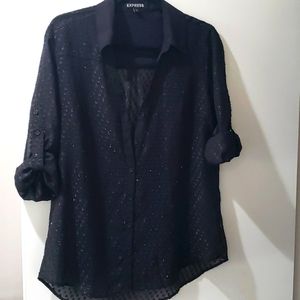 Womens Express Black Button Up
